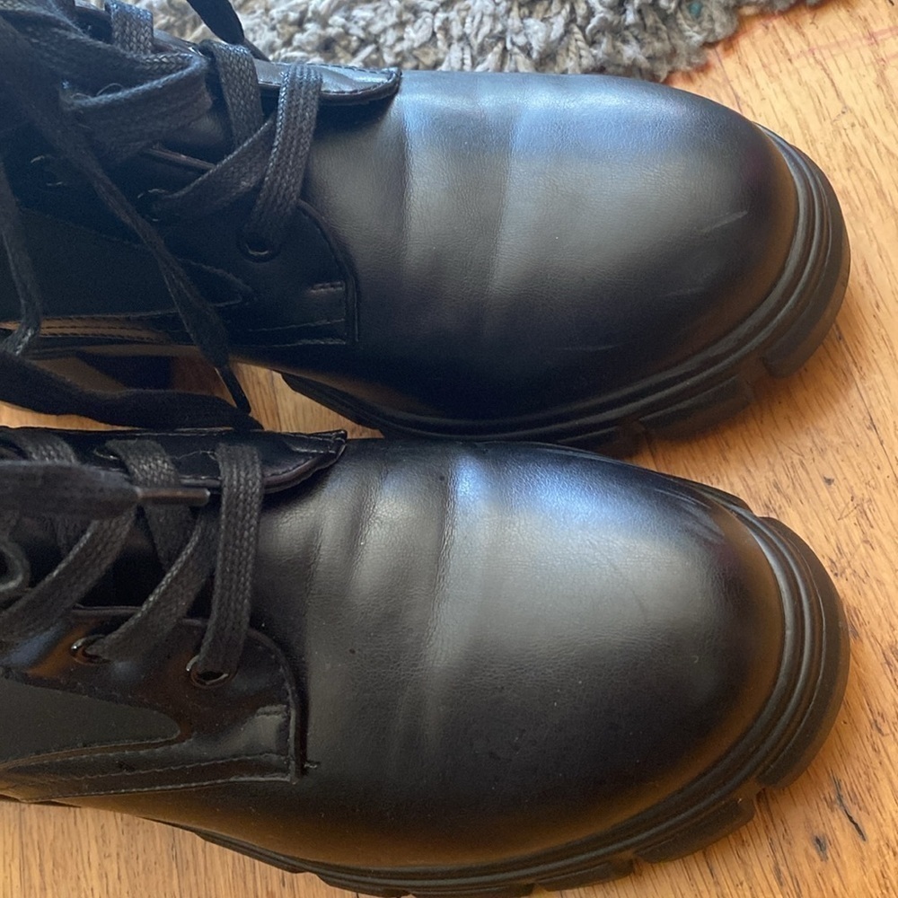 JF "TANZI" Black Combat Boots Size 9.5 - Picture 6 of 11